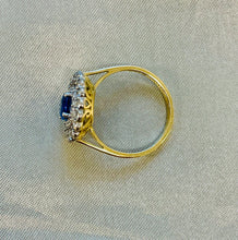 Load image into Gallery viewer, Blue Sapphire and Diamond Cluster Ring in 18ct Yellow Gold and Platinum