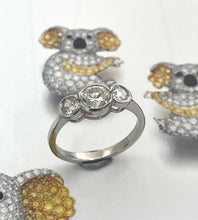 Load image into Gallery viewer, Old Cut Diamond Trilogy Ring Set in platinum