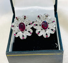 Load image into Gallery viewer, Stunning Ruby and Diamond Earrings Set in 18ct White Gold