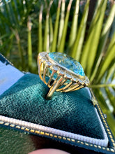 Load image into Gallery viewer, Aquamarine & Diamond Halo Ring – 18ct Gold