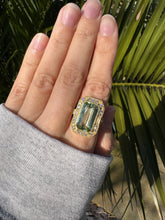 Load image into Gallery viewer, Green Tourmaline Diamond Halo Ring