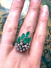 Load image into Gallery viewer, Emerald and Diamond Ring Set in 18ct White Gold