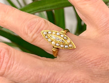 Load image into Gallery viewer, Old Cut Diamonds and Seed Pearl Ring in 18ct Yellow Gold