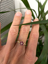 Load image into Gallery viewer, Ruby and Diamond Cluster Ring Set in 18ct Yellow Gold