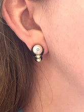 Load image into Gallery viewer, Cultured Pearl and Diamond Earrings Set in 18ct Yellow Gold