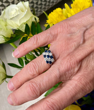 Load image into Gallery viewer, 1960s Blue Sapphire and Diamond Ring in 18ct White Gold