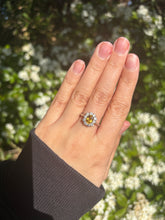 Load image into Gallery viewer, Glowing Yellow Sapphire and Diamond Halo Ring
