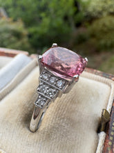 Load image into Gallery viewer, Pink Tourmaline & Diamond Platinum Ring