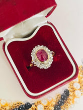 Load image into Gallery viewer, Cabochon Ruby and Diamond Ring Set in 18ct Yellow Gold