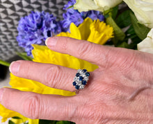 Load image into Gallery viewer, 1960s Blue Sapphire and Diamond Ring in 18ct White Gold