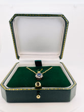 Load image into Gallery viewer, Blue Sapphire and Diamond Cluster Pendant in 18ct Yellow Gold with Chain