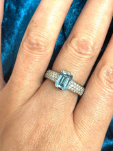 Load image into Gallery viewer, Aquamarine and Diamond Ring Set in 18ct White Gold