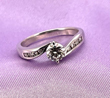 Load image into Gallery viewer, Solitaire Diamond Ring with Diamond Shoulders in 18ct White Gold