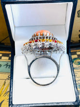 Load image into Gallery viewer, Astonishing Sapphire, Diamond and Coral Ring!