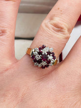 Load image into Gallery viewer, Ruby and Diamond Cluster Ring