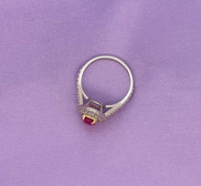 Load image into Gallery viewer, Spectacular Pink Sapphire Double Diamond Cluster Ring in 18ct Yellow Gold and Platinum