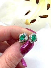 Load image into Gallery viewer, Stunning Emerald Studs Set in 18ct White Gold