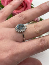 Load image into Gallery viewer, Aquamarine and Diamond Ring Set in 18ct White Gold