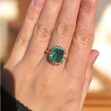 Load image into Gallery viewer, Emerald and Diamond Halo Ring