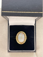 Load image into Gallery viewer, Oval Cut Opal and Diamond Cluster Ring in 18ct Yellow Gold