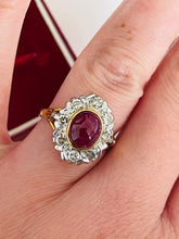 Load image into Gallery viewer, Cabochon Ruby and Diamond Ring Set in 18ct Yellow Gold
