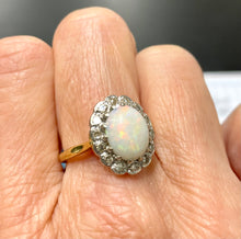 Load image into Gallery viewer, White Opal and Diamond Ring in 18ct Yellow Gold and Platinum