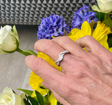 Load image into Gallery viewer, Three Row Diamond Ring with a Twist in 18ct White Gold