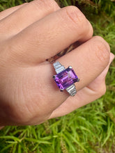 Load image into Gallery viewer, Vintage-Inspired Platinum Amethyst & Diamond Ring