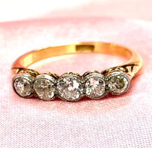 Load image into Gallery viewer, Edwardian Old Cut Diamonds 5 Stone Ring in 18ct Yellow Gold and Platinum
