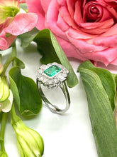Load image into Gallery viewer, Emerald and Diamond Ring Set in Platinum