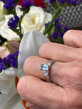 Load image into Gallery viewer, Aquamarine and Diamond Ring in 18ct White Gold