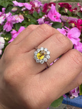 Load image into Gallery viewer, 1.01ct Yellow Sapphire & Diamond Cluster Ring in Platinum