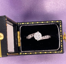 Load image into Gallery viewer, Solitaire Diamond Ring with Diamond Shoulders in 18ct White Gold