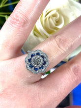Load image into Gallery viewer, Opulent Diamond & Sapphire Ring in Platinum