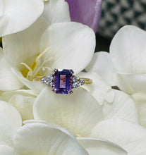 Load image into Gallery viewer, Amethyst and Diamond Ring in 9ct Yellow Gold
