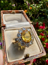 Load image into Gallery viewer, Yellow Sapphire and Diamond Cluster Ring in 18ct Gold