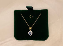 Load image into Gallery viewer, Blue Sapphire and Diamond Cluster Pendant in 18ct Yellow Gold with Chain