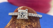 Load image into Gallery viewer, Square Cut Solitaire Diamond Ring in Platinum