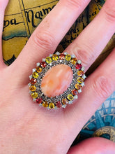 Load image into Gallery viewer, Astonishing Sapphire, Diamond and Coral Ring!
