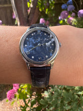 Load image into Gallery viewer, Omega Blue Dial Diamond Dress Watch – Complete Set | Box & Papers