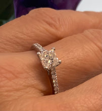 Load image into Gallery viewer, Square Cut Solitaire Diamond Ring in Platinum