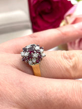 Load image into Gallery viewer, Ruby and Diamond Cluster Ring