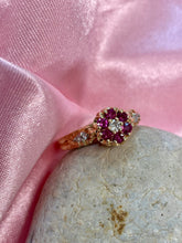 Load image into Gallery viewer, Ruby and Diamond Cluster Ring Set in 18ct Yellow Gold