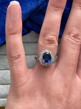 Load image into Gallery viewer, Blue Sapphire and Diamond Ring Set in Platinum