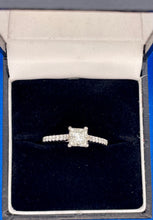 Load image into Gallery viewer, Square Cut Solitaire Diamond Ring in Platinum