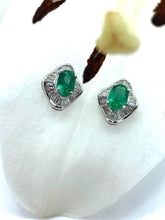 Load image into Gallery viewer, Stunning Emerald Studs Set in 18ct White Gold