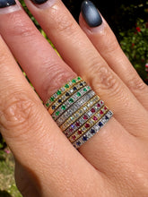 Load image into Gallery viewer, Platinum Rainbow Gem Eternity Rings