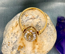 Load image into Gallery viewer, Old Cut Diamonds and Seed Pearl Ring in 18ct Yellow Gold