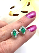 Load image into Gallery viewer, Stunning Emerald Studs Set in 18ct White Gold