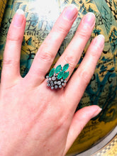 Load image into Gallery viewer, Emerald and Diamond Ring Set in 18ct White Gold